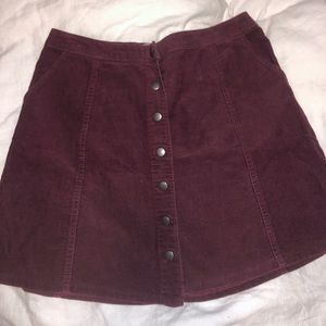 Maroon corduroy mini skirt